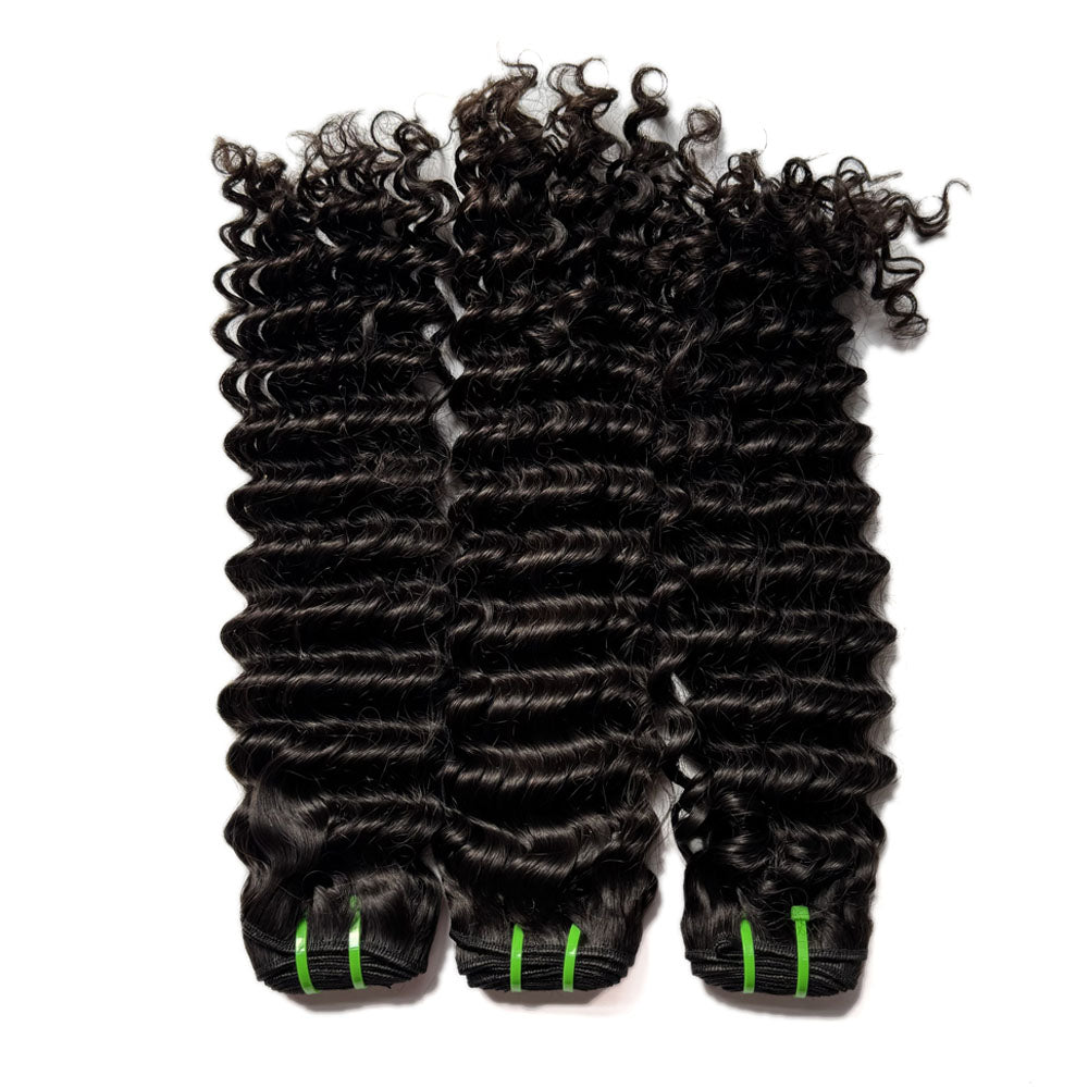 Raw Cambodian Hair Double Drawn Deep Wave 3 Bundles