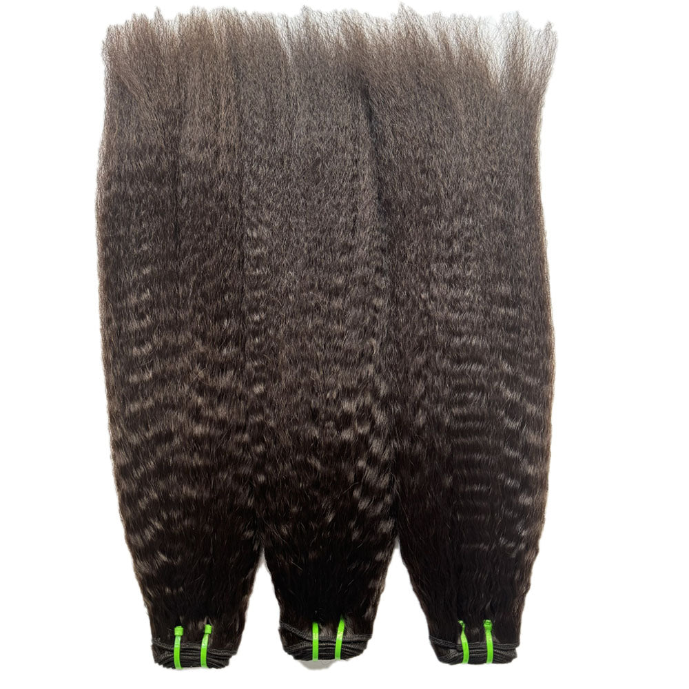 Raw Cambodian Hair Double Drawn Kinky Straight 3 Bundles