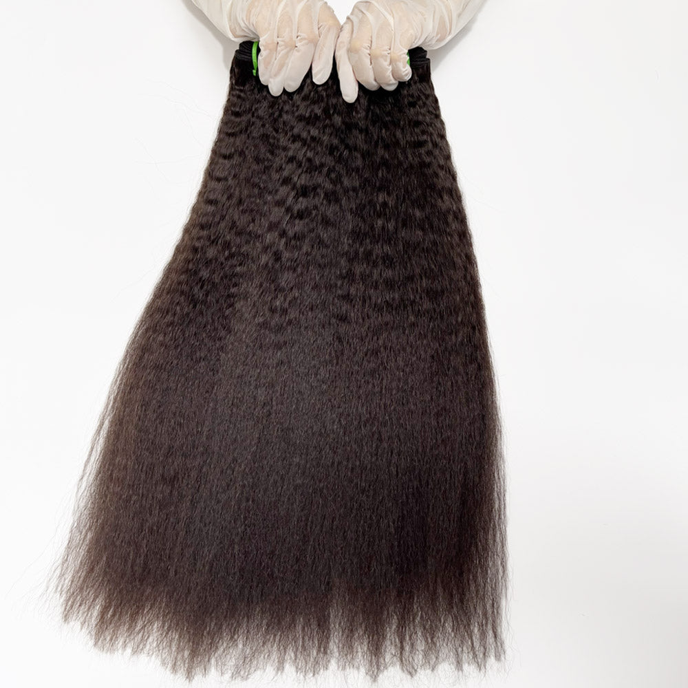 Raw Cambodian Hair Double Drawn Kinky Straight 3 Bundles