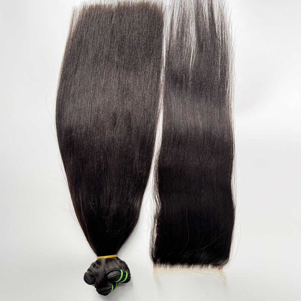 YAKI 3 Bundles with 5x5HD Closure Raw Cambodian Hair Double Drawn