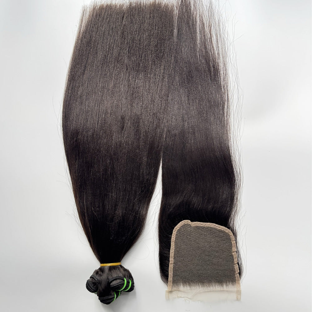 YAKI 3 Bundles with 5x5HD Closure Raw Cambodian Hair Double Drawn