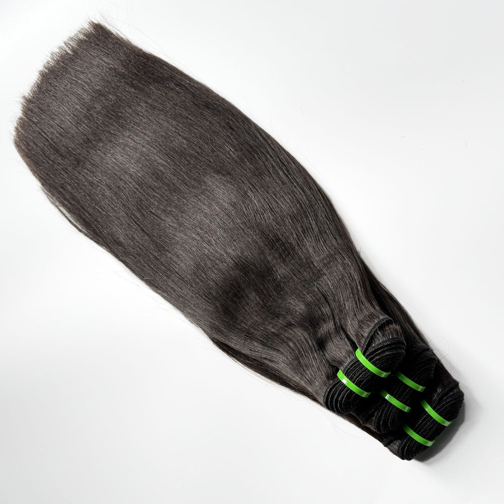 Raw Cambodian Hair Double Drawn Yaki Straight 3 Bundles