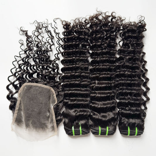 BODY WAVE 3 Bundles with 5x5HD Closure Raw Cambodian Hair Double Drawn