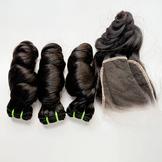 BODY WAVE 3 Bundles with 5x5HD Closure Raw Cambodian Hair Double Drawn