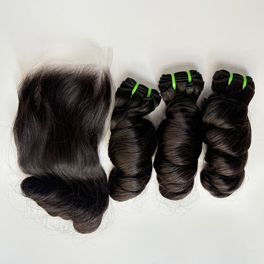 BODY WAVE 3 Bundles with 5x5HD Closure Raw Cambodian Hair Double Drawn